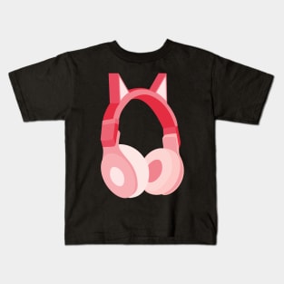 Pink Cat Ear Headphones Kids T-Shirt